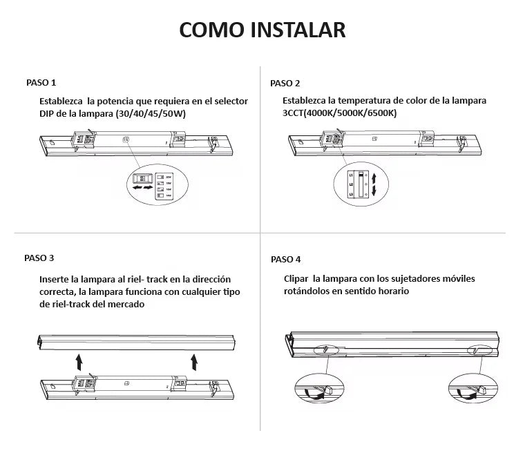 LAMPARA COLGANTE LINEAL COMERCIAL 1.5M BLANCA FROSTED 7000LM DIP 35-50W AJUSTABLE 4000K/5000K/6500K