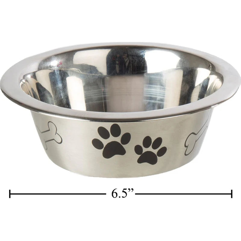 TAZÓN PARA MASCOTAS DE ACERO INOXIDABLE DE 6.25 " EXTERIOR MATE E IMPRESO