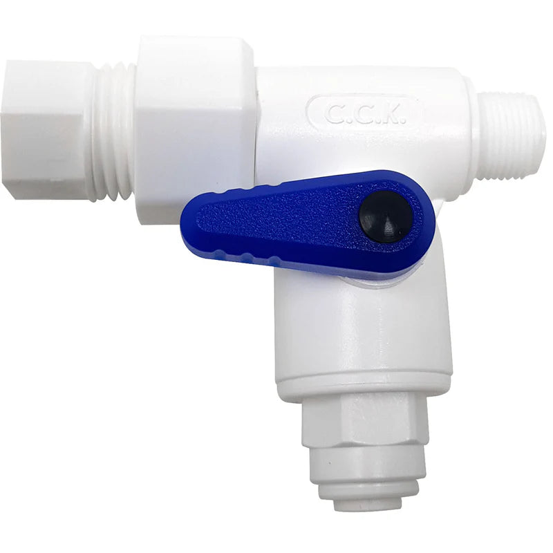 VALVULA DIVERSORA FILTRO DE AGUA CONECTOR RAPIDO TUBO 1/4" Y ROSCA HEMBRA 1/2" X 1/2" MACHO ROSCADO