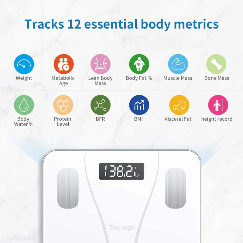PESA DE BAÑO ELECTRÓNICA SMART APP DE VIDRIO. 0.1 - 180KG