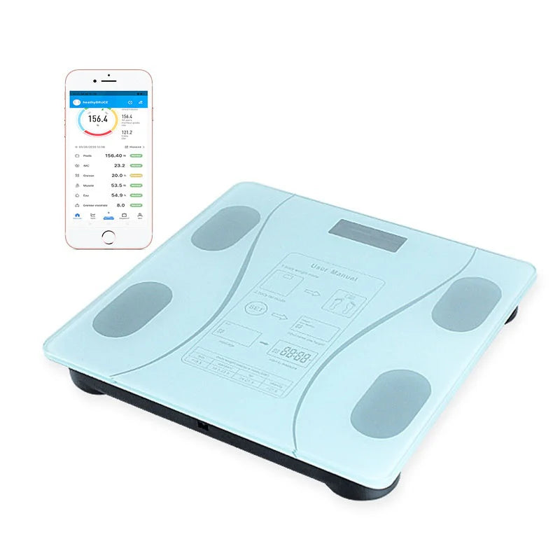 PESA DE BAÑO ELECTRÓNICA SMART APP DE VIDRIO. 0.1 - 180KG