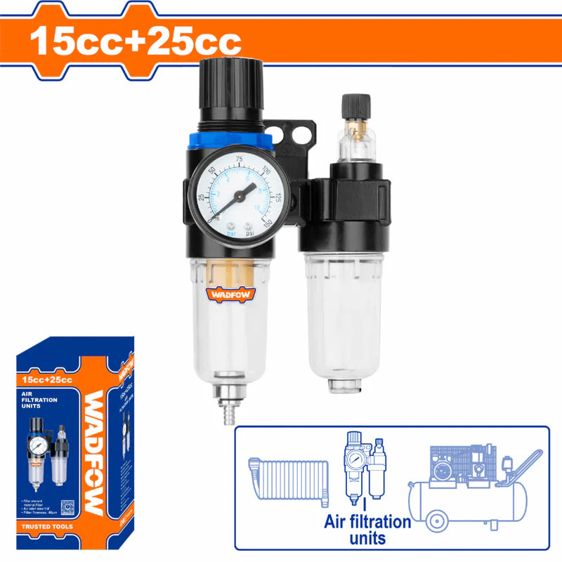 REGULADOR Y FILTRO DE AIRE PARA COMPRESORES (15CC+25CC) FINURA DEL FILTRO:40?M. ENTRADA AIRE:1/4"