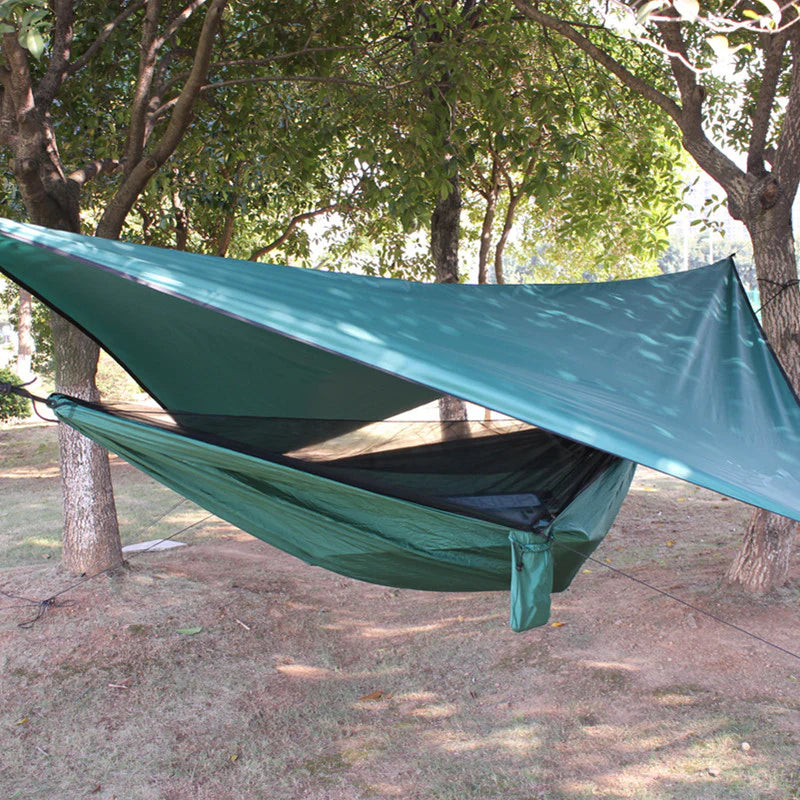 HAMACA NYLON CON TOLDO Y ACCESORIOS AZUL