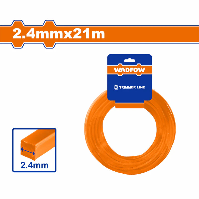 NYLON CUADRADO PARA DESMALEZADORA (GUIRA). 2.4 MM. 21M. EMPACADO EN BLÍSTER.