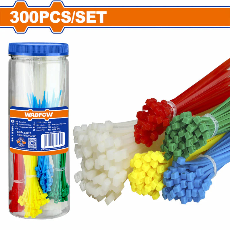 ZUNCHOS PLÁSTICOS SURTIDOS 300 PIEZAS. COLORES VARIADOS (ROJO, AMARILLO, AZUL, VERDE, BLANCO)