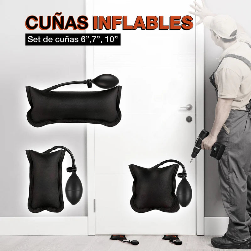CUÑA INFLABLE, PAQUETE DE 3 CUÑAS DE 10, 7 Y 6 PULGADAS.