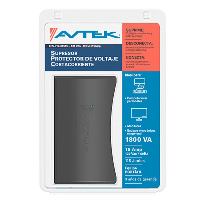 MULTIPROTECTOR DE VOLTAJE DE 3 TOMAS PARA AUDIO Y VIDEO AVTEK