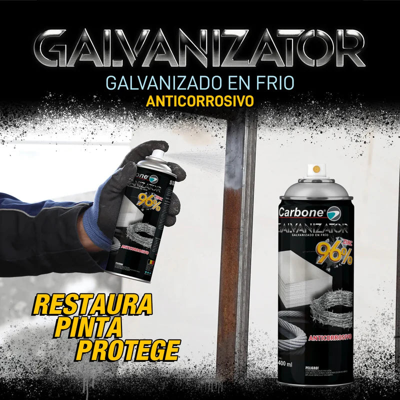 GALVANIZADO EN FRIO SPRAY GALVANIZATOR AEROSOL 280ML. POTENTE ANTICORROSIVO 96% ZINC PURO