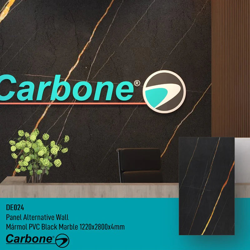 PANEL DECORATIVO MÁRMOL PVC 1.22 M X 2.80 M X 4 MM. ACABADO: BLACK MARBLE