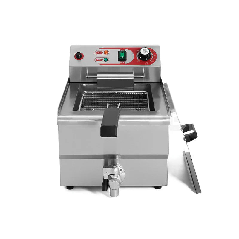 FREIDORA ELECTRICA 10L CON VALVULA DE DRENAJE 1500W 50-200C. 110 /60 HTZ 470*279*349 MM 6 MESES