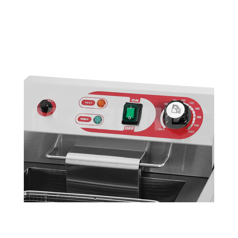FREIDORA ELECTRICA 10L CON VALVULA DE DRENAJE 1500W 50-200C. 110 /60 HTZ 470*279*349 MM 6 MESES