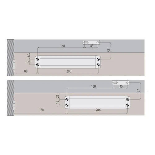 CIERRAPUERTAS PARA 75 A 90 CM (65KG).FUERZA EN2 O EN3 SEGÚN POSICION DEL CUERPO. COLOR GRIS.