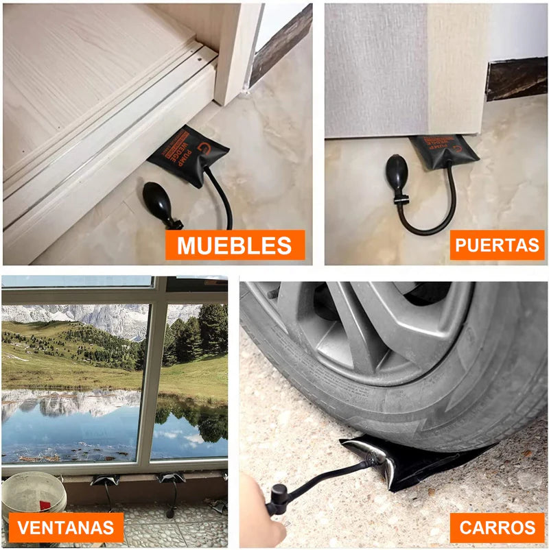 CUÑA INFLABLE, PAQUETE DE 3 CUÑAS DE 10, 7 Y 6 PULGADAS.