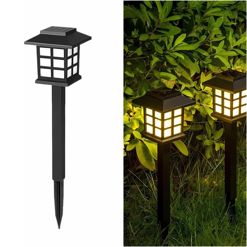 FOCO LAMPARA SOLAR PARA CÉSPED TIPO ESTACA LED. (SE VENDE EN PARES) LAMPARA NEGRA CON PANEL SOLAR IN