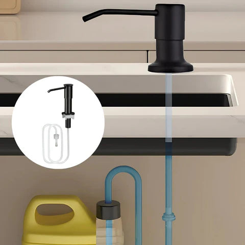 [SKUIMG]AB1355|AB1355-FRONTEND-w9yBV4S1E-O5F4Oi.png|DISPENSADOR DE JABÓN PARA FREGADERO CON MANGUERA LARGA DE 1 METRO. CONEXIÓN DIRECTA A BOTELLA DE DET