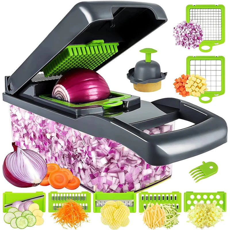 [SKUIMG]AB401|AB401-FRONTEND-yCxDiHhOrf5HtZtQ.png|PICADORA DE FRUTAS Y VERDURAS 14 EN 1. CORTADORA, REBANADORA Y TRITURADORA MANUAL MULTIFUNCIONAL.