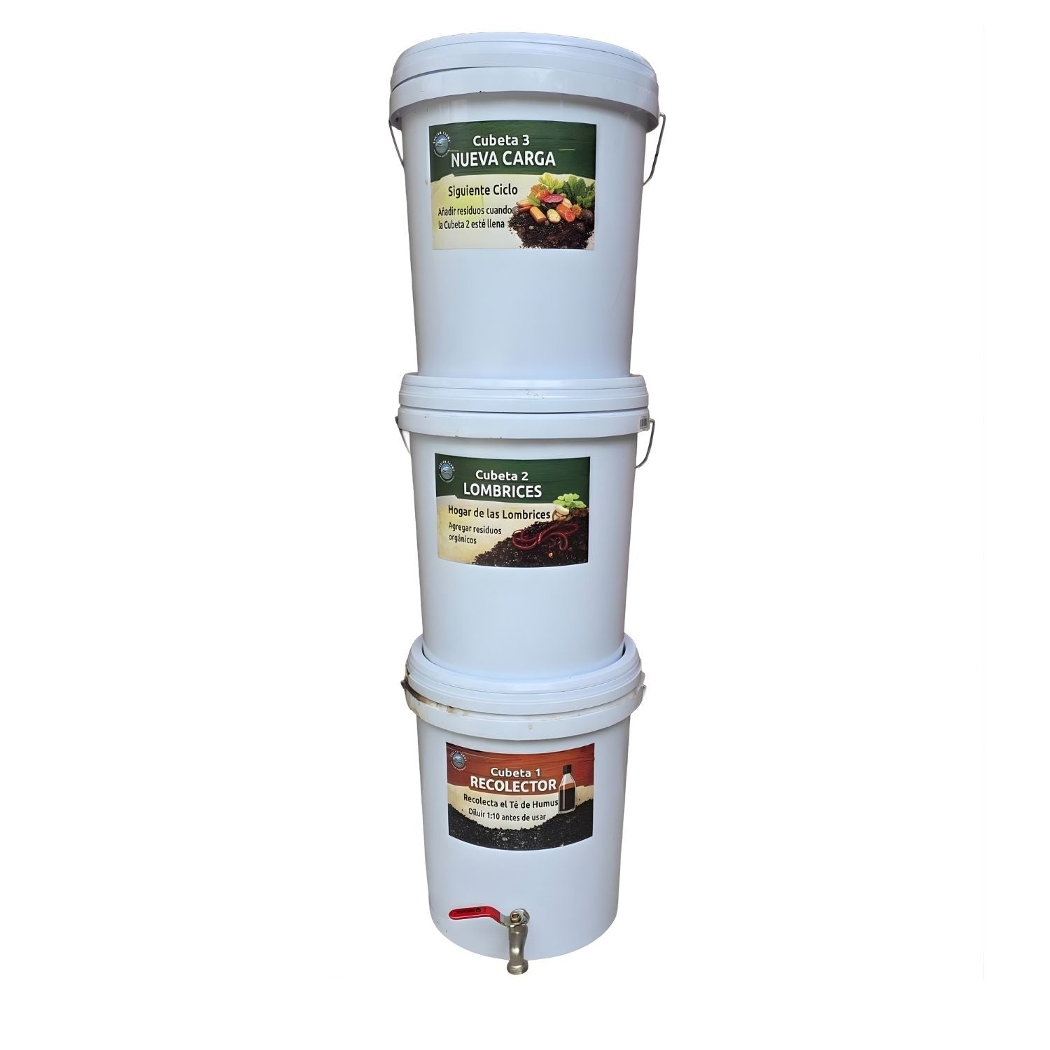 [SKUIMG]AGRO017|AGRO017.jpg|Tanque Para Elaboración De Lixiviado Y Abono De Lombriz. Casero (Torre De Lombricompostaje). 3 Cubetas