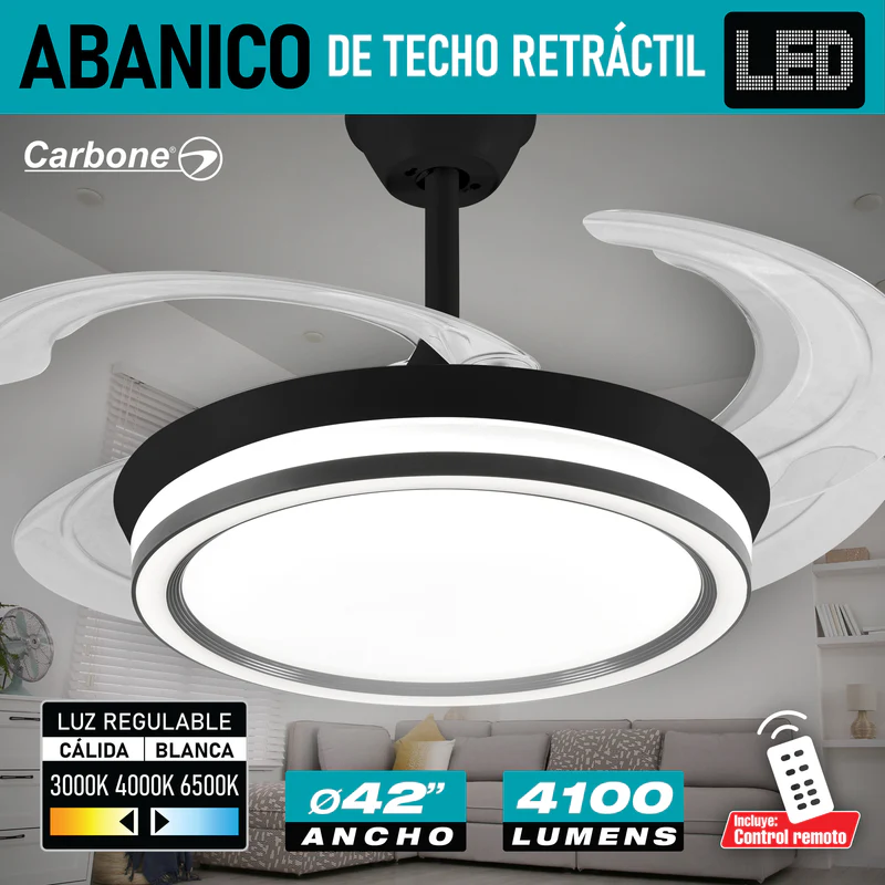 [SKUIMG]AN50|AN50-FRONTEND-r5LcNb5LCylBQsJS.jpg|ABANICO DE TECHO CON LÁMPARA. 3 TONOS DE LUZ. 42" VENTILADOR A CONTROL R