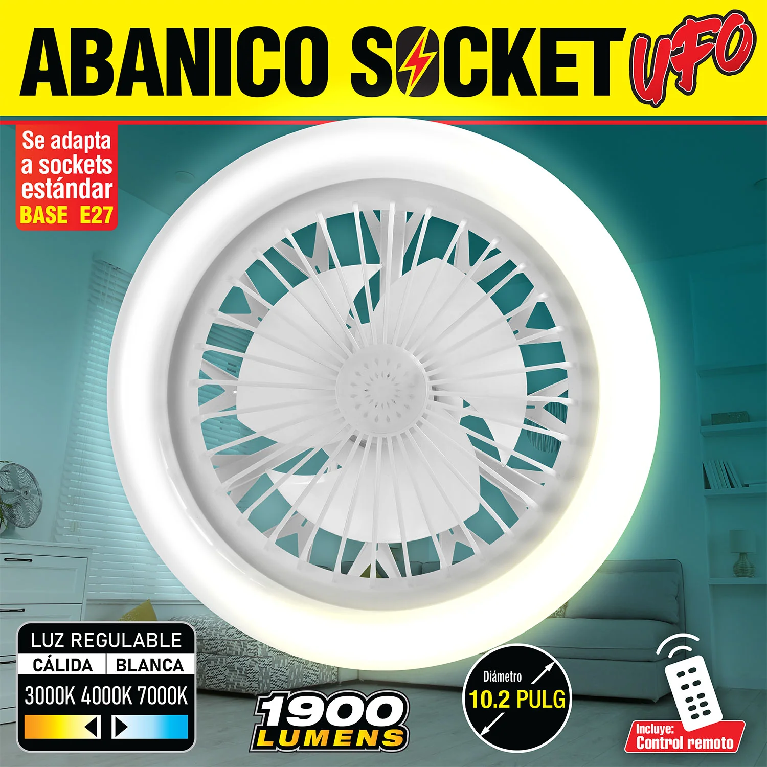 [SKUIMG]AN54|AN54-FRONTEND-_sVSWSRAe_ovnWTX.jpg|ABANICO SOCKET DE TECHO VENTILADOR UFO LED 10" BASE E27 30W, LUZ REGULABLE CALIDO Y BLANCO, CCT. 260