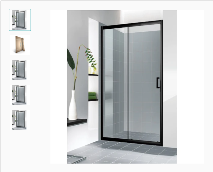 [SKUIMG]AQUA1200-NEGRA|AQUA1200-NEGRA.jpg|PUERTA DE DUCHA AQUA, COLOR NEGRO, VIDRIO TEMPERADO DE 6MM. TIRADOR, RODAJAS CROMADAS.