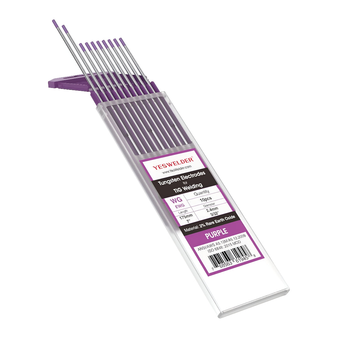 [SKUIMG]BAM390|BAM390.jpg|Tungstenos E3 Purpura 2.4Mm (3/32") Para Soldadura Tig (No Radioactivos) (Caja De 10 Pcs)
