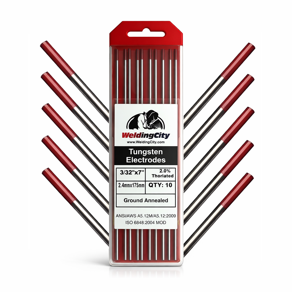[SKUIMG]BAM392|BAM392.png|Tungstenos Rojos Thoriados 2.4 Mm (3/32") Para Soldadura Tig Al 2.0 % WT20 175Mm. (Paquete De 10 Pcs)