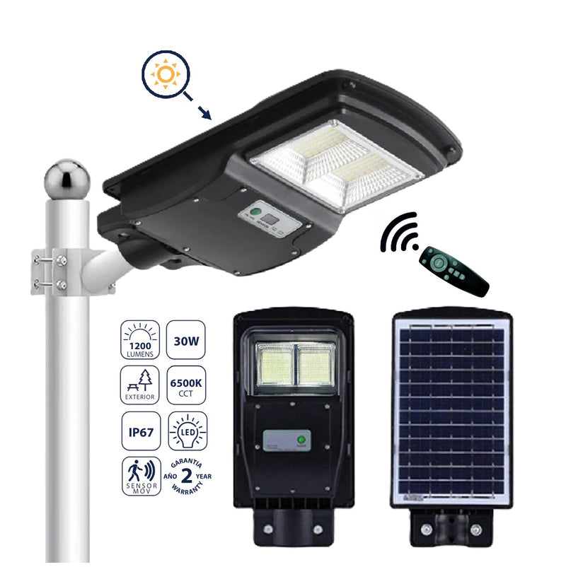 [SKUIMG]CL043-SOL-01-30W-65K-Z|CL043-SOL-01-30W-65K-Z.jpg|LAMPARA SOLAR LED 30W DE CALLE CON SENSOR, 1200 LM, 6500K FRIA: EFICIENCIA BRILLANTE. LUMINARIA