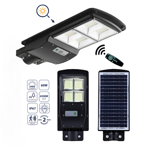 [SKUIMG]CL044-SOL-01-60W-65K-Z|LAMPARA SOLAR DE CALLE LED 60W CON SENSOR, 2400 LM, 6500K FRIA: EFICIENCIA BRILLANTE.LUMINARIA