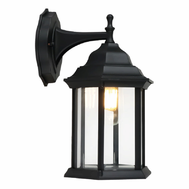 [SKUIMG]CL073-OTD-45-WBK-Z|CL073-OTD-45-WBK-Z.jpg|LAMPARA DE PARED FAROL EXTERIOR NEGRA 1XE27 - ILUMINACION CLASICA Y ELEGANTE . FAROL DE PARED RETRO.