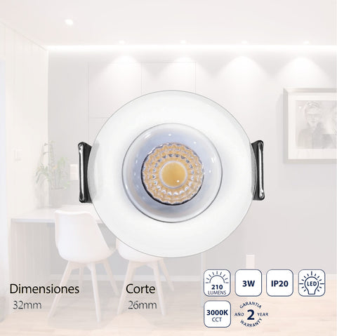 [SKUIMG]CL114-SPT-11-WH3W-30K-Z|LAMPARA MINI OJO DE BUEY LED 3W 3000K, COMPACTA Y EFICIENTE PARA INTERIORES Y EXTERIORES. EMPOTRABLE