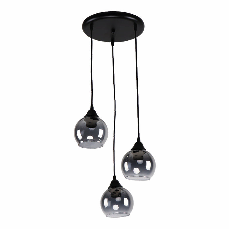 [SKUIMG]CL194-DI-276-BK-Z|CL194-DI-276-BK-Z.jpg|LAMPARA COLGANTE NEGRA 3XE27 MODERNA ILUMINACION DECORATIVA EN METAL Y VIDRIO