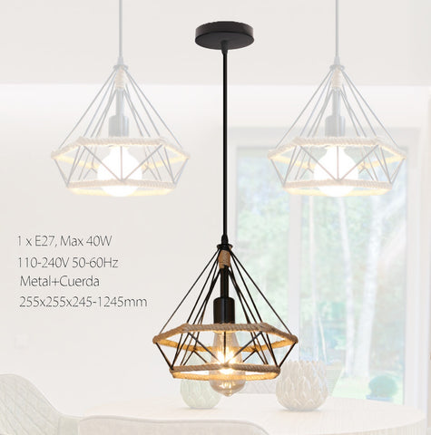 [SKUIMG]CL212-DI-305-BK-Z|CL212-DI-305-BK-Z.jpg|LAMPARA COLGANTE NEGRA BASE 1XE27 255X1245MM ILUMINACION ELEGANTE.