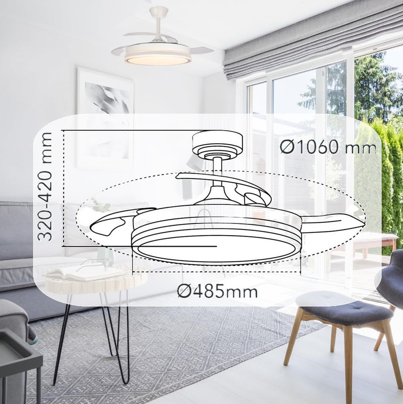 [SKUIMG]CL231-FAN-04-WH-CCT-Z|CL231-FAN-04-WH-CCT-Z.jpg|ABANICO DE TECHO VENTILADOR LED BLANCO RETRACTIL CCT 35W 1066MM ELEGANTE Y FUNCIONAL.