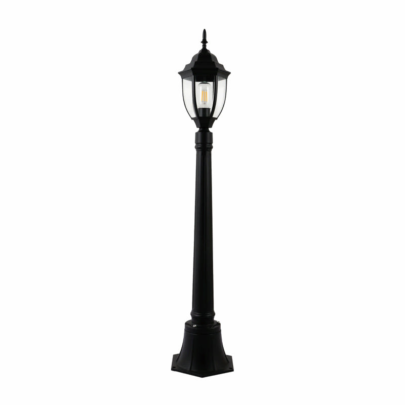 LAMPARA EXTERIOR DE POSTE BOLARDO TIPO FAROL NEGRO 1XE27 170X1100MM IDEAL PARA JARDINES, PATIOS Y EN