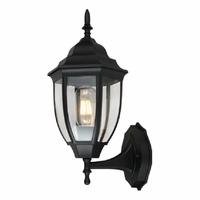 LAMPARA DE PARED FAROL EXTERIOR NEGRA 1XE27 170X370MM ELEGANTE. IDEAL PARA JARDINES, PATIOS Y ENTRAD