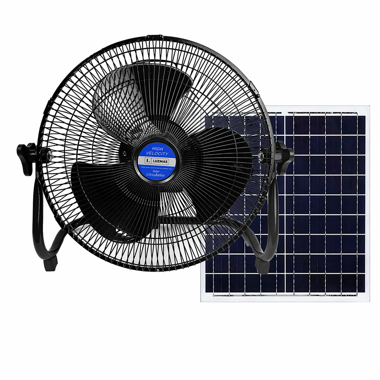 [SKUIMG]CL346-SOL-24-FAN-BK-Z|CL346-SOL-24-FAN-BK-Z.png|dad2750c06b4df5e4fc70b98404238dca2d835a9|Abanico Solar 12” Con Panel Solar 8000Mah Y 15W. Ventilador Recargable Portátil De 3 Velocidades Adaptador 9V/2A (340X108mm). Color Negro