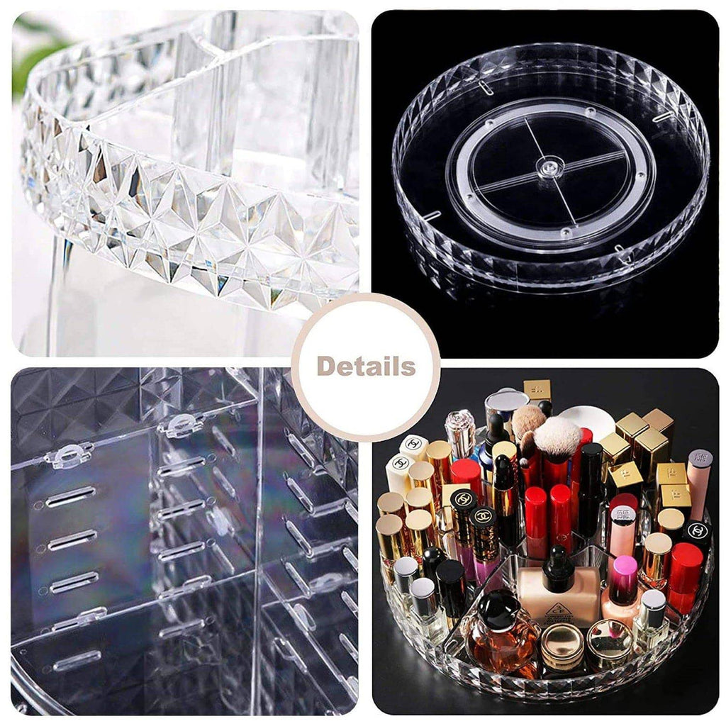 [SKUIMG]COS001|COS001.jpg|ORGANIZADOR DE MAQUILLAJE GIRATORIO 360º, TRANSPARENTE.