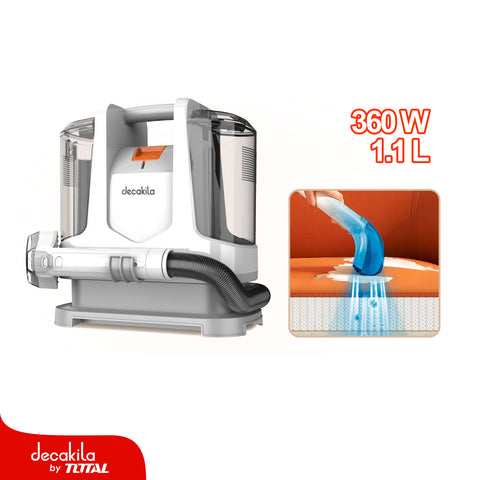 [SKUIMG]CUVC006W|CUVC006W.jpg|ASPIRADORA DE AGUA LIMPIADOR DE ALFOMBRAS Y TAPICERIA PORTATIL 360W 120V 60HZ 1.1L ASPIRACION 9KPA.