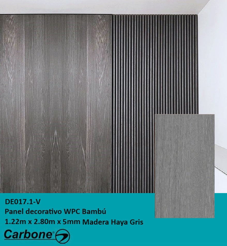 [SKUIMG]DE017.1-V|DE017.1-V.jpg|PANEL DECORATIVO WPC BAMBU 1.22 M X 2.80 M X 5 MM MADERA HAYA GRIS