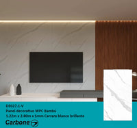 [SKUIMG]DE027.1-V|DE027.1-V.jpg|PANEL DECORATIVO WPC BAMBU 1.22 M X 2.80 M X 5 MM CARRARA BLANCO BRILLANTE
