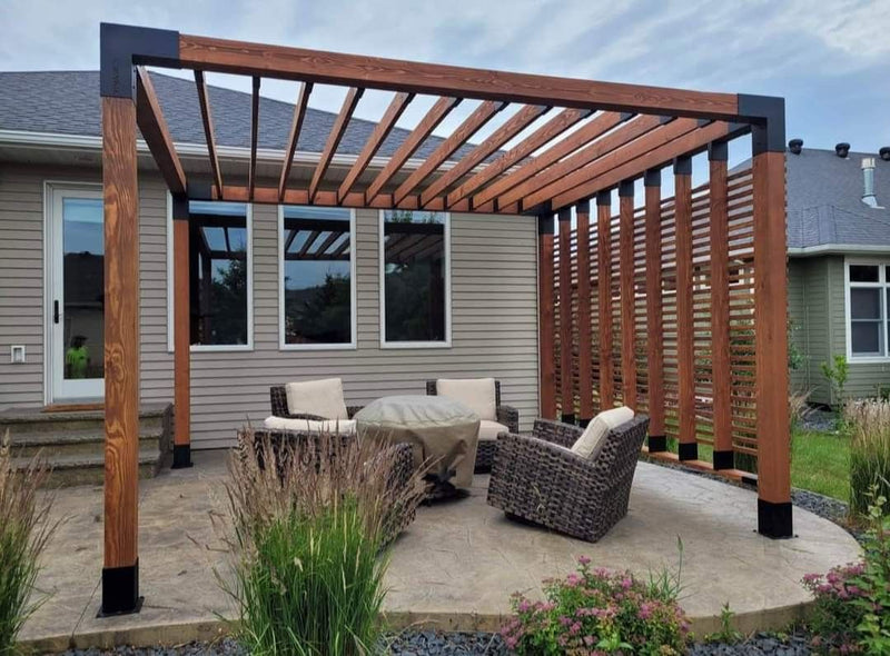 [SKUIMG]DE112|DE112.jpg|BASE TUBO CUADRADO UNION PERGOLAS WPC EXTERIORES SOPORTE PARA TUBO 4"X4" - 100X100 MM