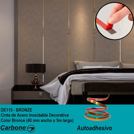 [SKUIMG]DE115-BRONZE|DE115-BRONZE-FRONTEND-nxXbblAPrMx6_Fad.png|CINTA DE ACERO INOXIDABLE BRONCE BRILLANTE TIRA AUTOADHESIVA DECORATIV