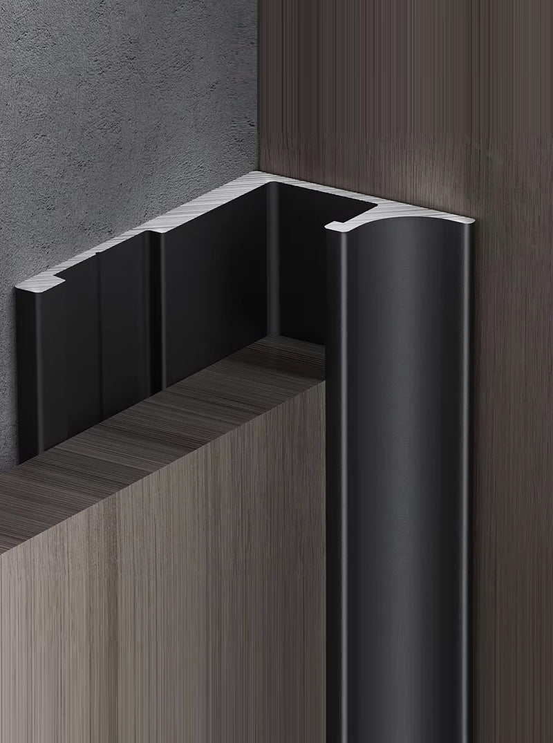 PERFIL REMATE ESQUINA INTERNA LAMINAS DE 8MM BAMBU WPC PVC 3M LONG NEGRO