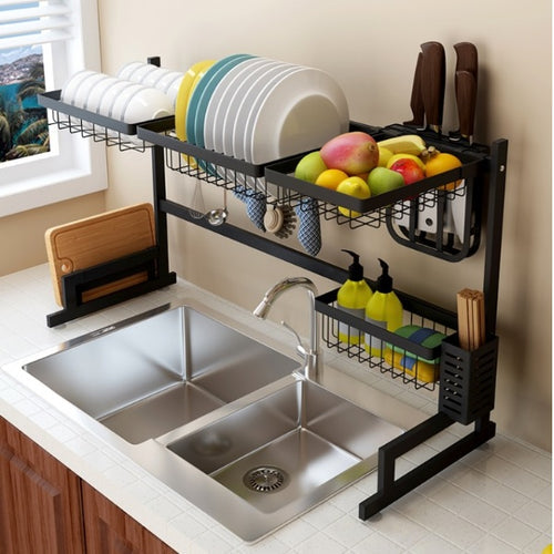 [SKUIMG]DH02|DH02.jpg|ESCURRIDOR ORGANIZADOR DE PLATOS PARA FREGADOR. COLOR NEGRO.