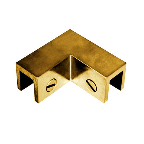 CLIP DE VIDRIO PARA ESQUINAS 90GRADOS 10 MM INOXIDABLE BRONCE BRILLANTE 304SS PVD