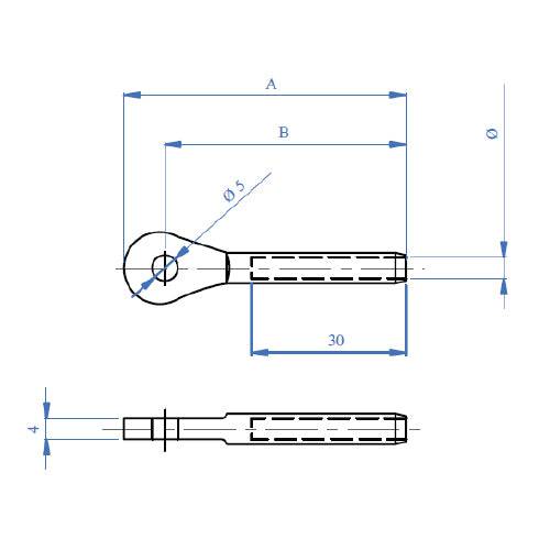 [SKUIMG]ETFF05|TERMINAL PARA CABLE 5 MM CON AGUJERO.HEMBRA ROSCA IZQUIERDA.AISI 316.