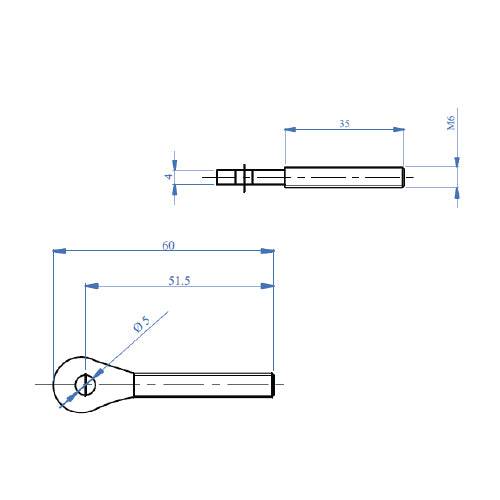 [SKUIMG]ETFM06DX|TERMINAL PARA CABLE 5 MM CON AGUJERO. MACHO ROSCA DERECHA. AISI 316.