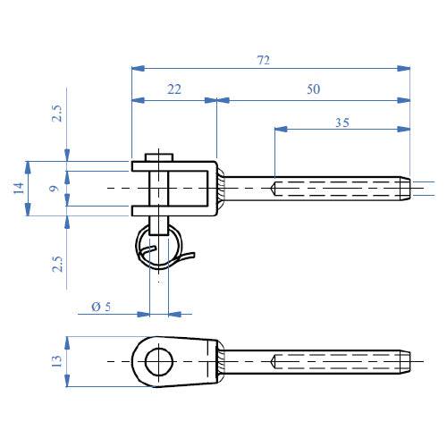 [SKUIMG]ETFS05|TERMINAL PARA CABLE 5MM CON PIN REMOVIBLE .ROSCA HEMBRA