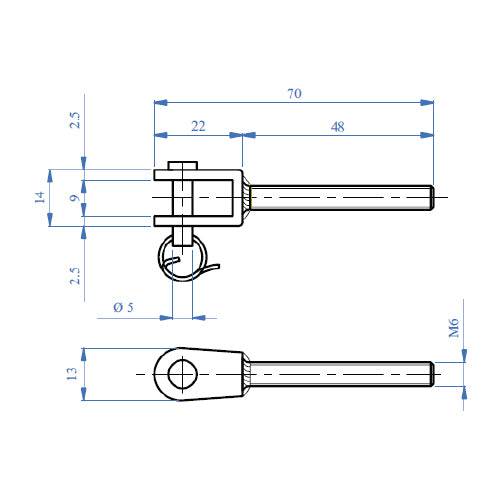 [SKUIMG]ETMS06SX|TERMINAL PARA CABLE 5MM CON PIN REMOVIBLE