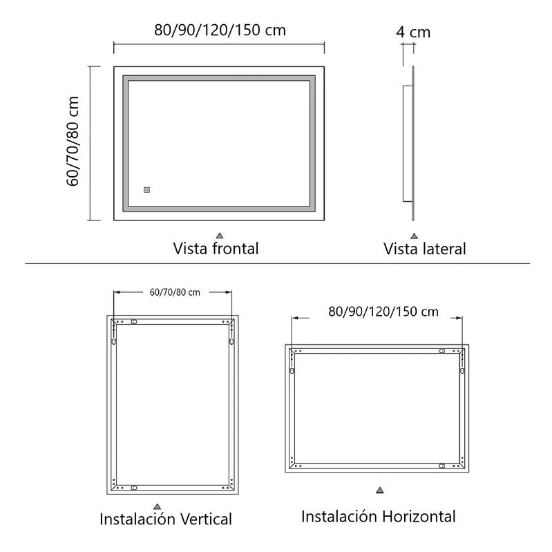 [SKUIMG]GMIRROR06|GMIRROR06-FRONTEND-_-2tuDmStic8vqTL.jpg|ESPEJO LED RECTANGULAR 60X80 CM CON LUZ LED DE 3 TONOS BOTÓN TÁCTIL FUNCIONA PARA INSTALACIÓN VERTIC